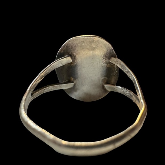 Vintage Navajo Green Turquoise Sterling Silver Ring (6.5) - Picture 6 of 6